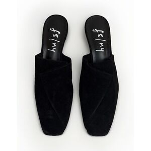 French Sole Attract Black Suede Mules Square Toe Womens Size 5M Made In Brazil